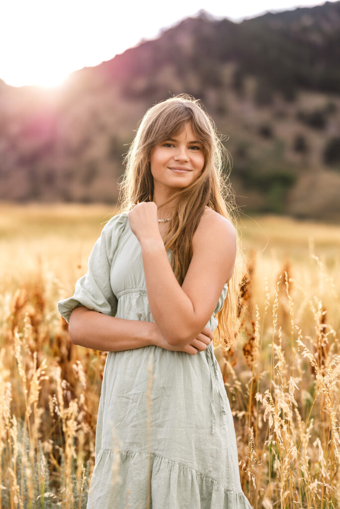 Editorial color headshot of Eden Alley with warm autumn tones in Boulder, Colorado.