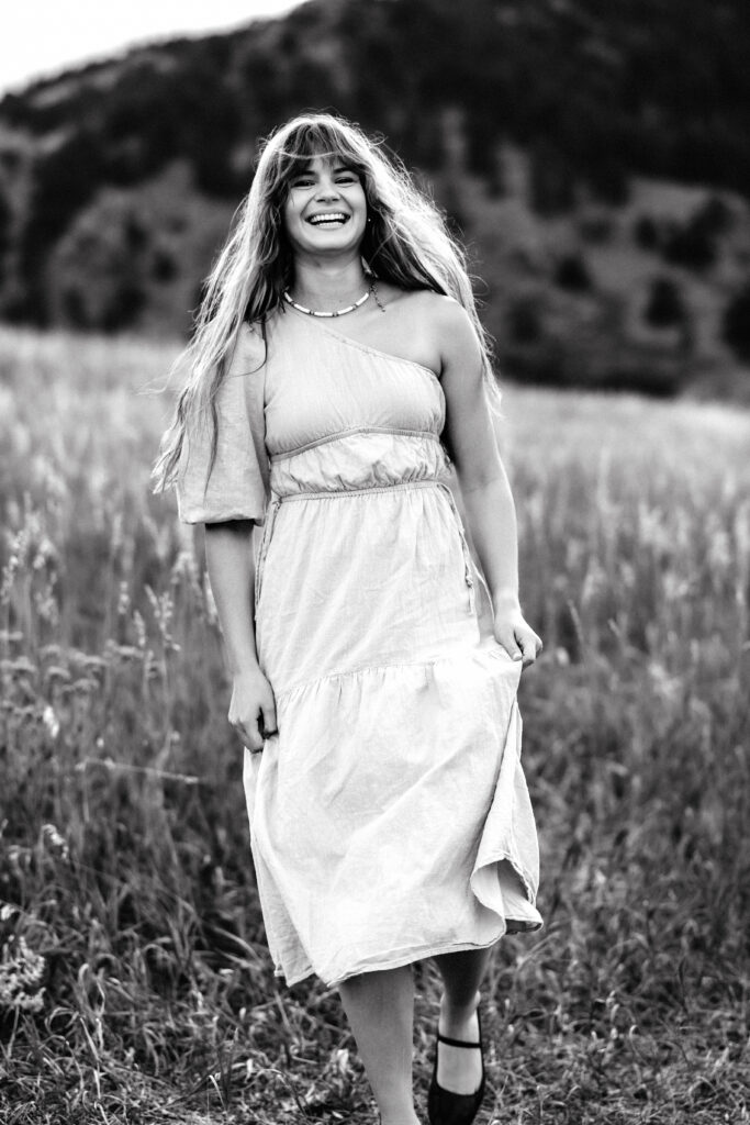 Editorial black and white headshot of Eden Alley, Boulder-based Colorado wedding photographer.