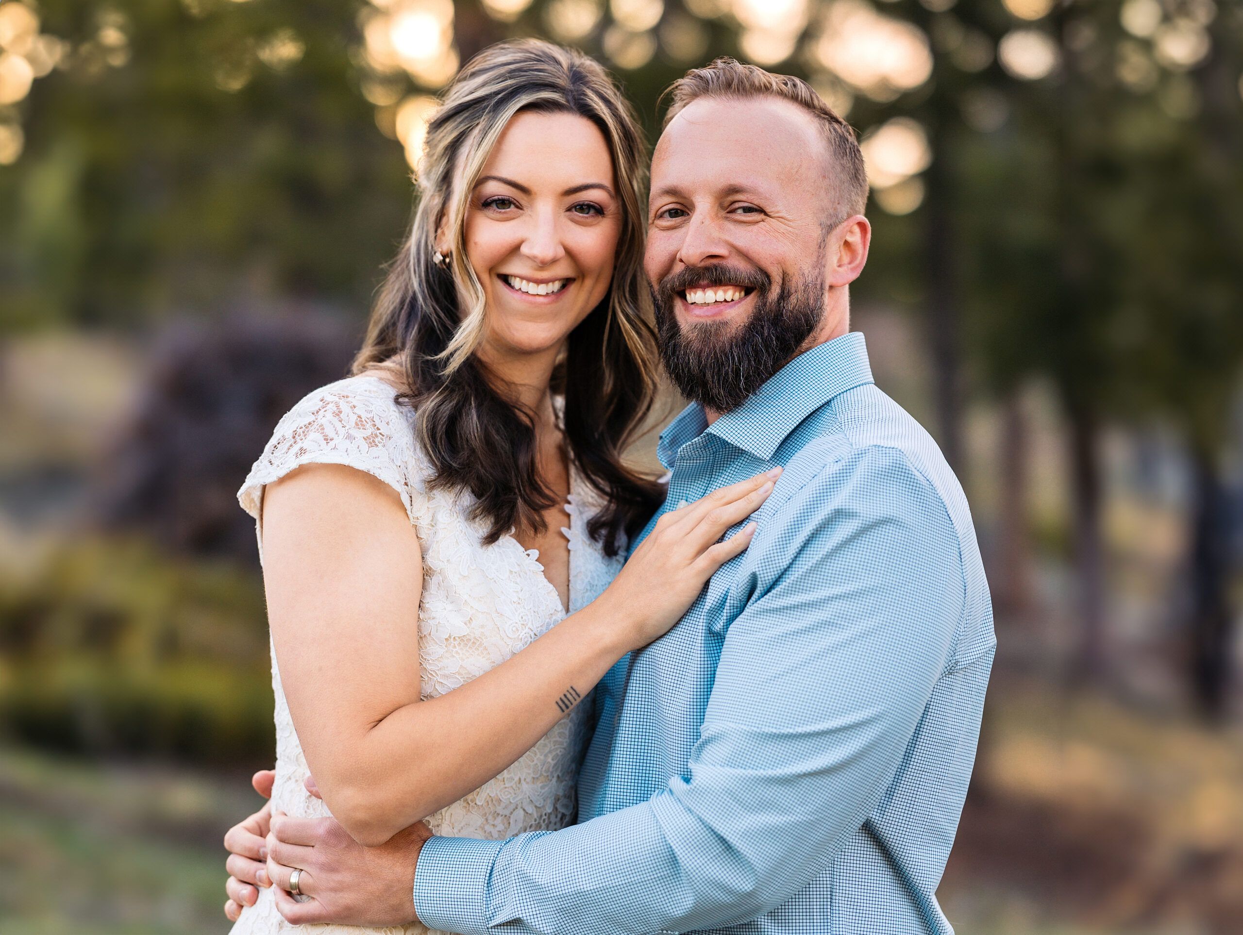 wife & husband smiling vow renewal portraits by Heather Lilly Photography