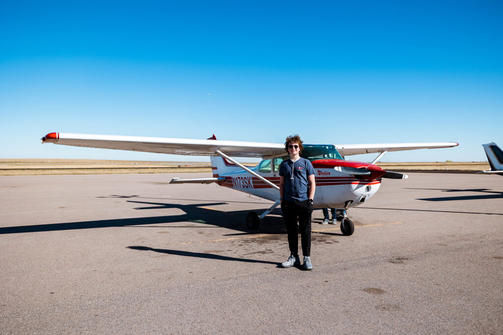 Cessna 172 Skyhawk at a northern Colorado airfield during a milestone first flight for this pre-teen