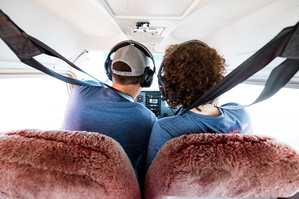 Pilot & student in Cessna Skyhawk 172 during first flight