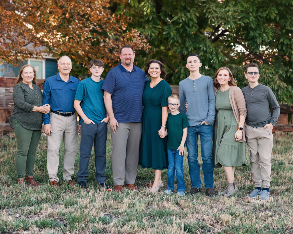 The same family one year earlier, photographed in Loveland, Colorado, showing how annual portraits capture growth and connection over time.