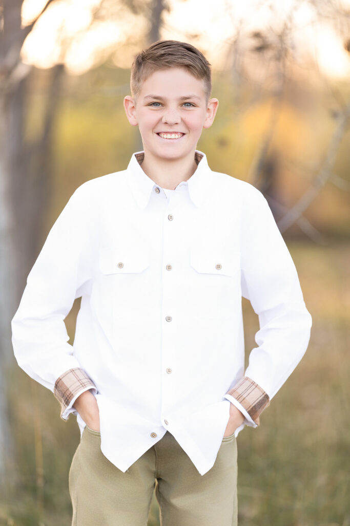 older boy portrait photographed during family mini session in Laramie WY