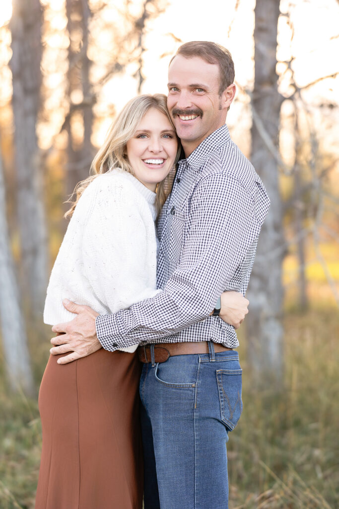 parents portrait during outdoor family mini session in Laramie Wyoming